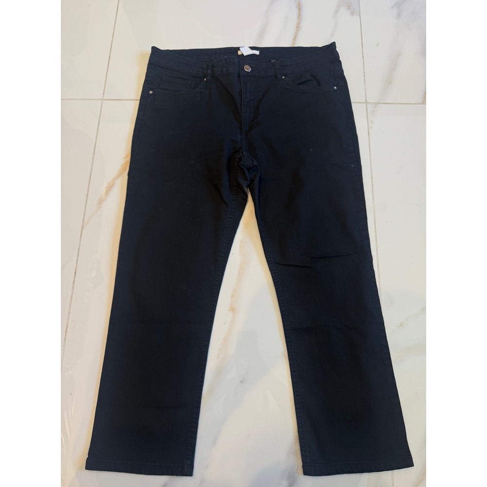 H&M Womens Black‎ Straight Leg Jeans Size 14 Stretch Denim Ankle Pants